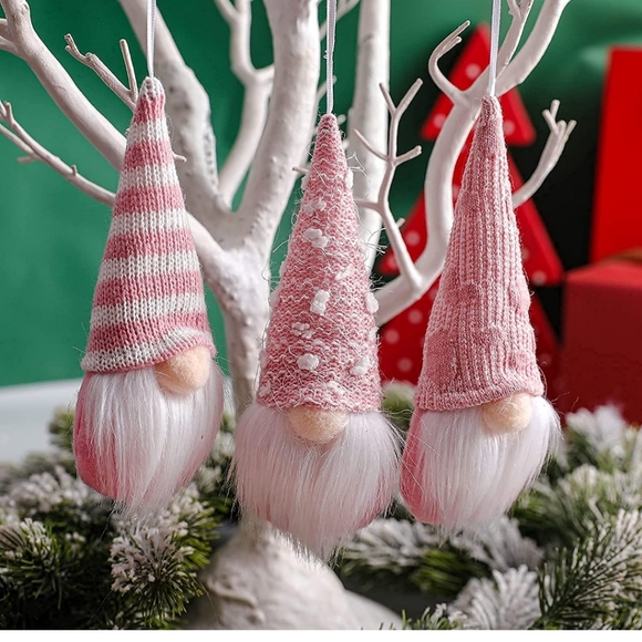 Set of 3 Pink Gnome Ornaments - Picture 3 of 3